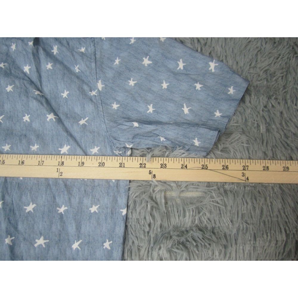 Tipsey Elves Shirt Mens Large Blue Button Down Casual Collared Short Sleeve - Picture 6 of 8